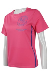T831 網上下單女裝短袖T恤 度身訂做女裝短袖T恤 女裝 曲棍球比賽 國際公開隊衫 T恤供應商    粉紅色
